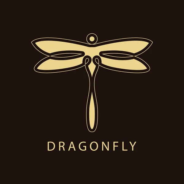 Dragonfly Luxury Logo Plantilla Diseño Estilo Lineal Ilustración Vectorial Dorada — Vector de stock