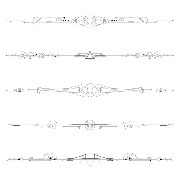 ベクトル幾何学的錬金術シンボル装飾要素の境界セット — ストックベクタ