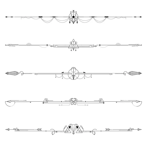 Vektor Geometriai Alkímia Szimbólum Dekoratív Elemek Határkészlet — Stock Vector