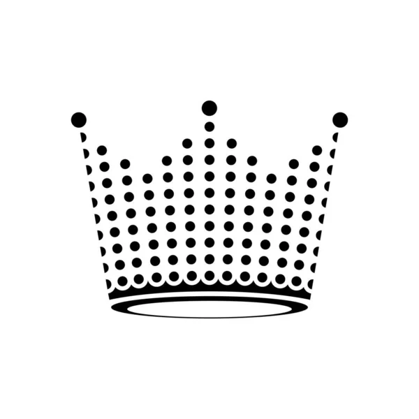 Logotipo Crown Ícone Símbolo Ponto Preto Fundo Preto Ilustração Vetorial — Vetor de Stock