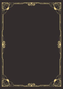 Art deco sınır ve çerçeve. Tasarımınız için 1920 'lerin tarzında yaratıcı şablon. Vektör çizimi. EPS 10