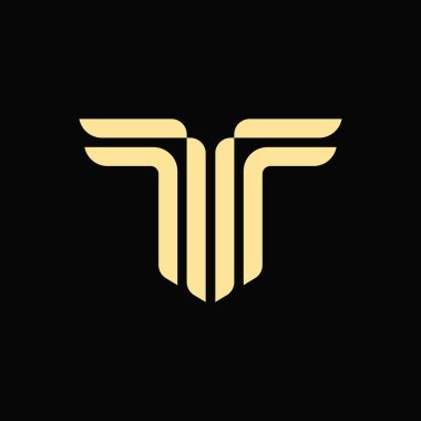 Alfabe harfi T monogram vektör logosu işaret şablonu. Kanat logosu