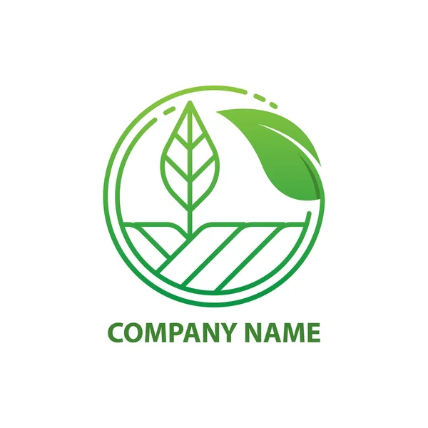 Green Nature Farm Logo Design Template Logo Mit Einem Liniendesign — Stockvektor