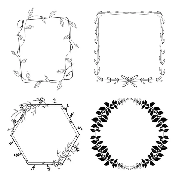 花の手描きのフレームのセットは 白い背景に落書きスタイルの要素 ベクターイラスト — ストックベクタ