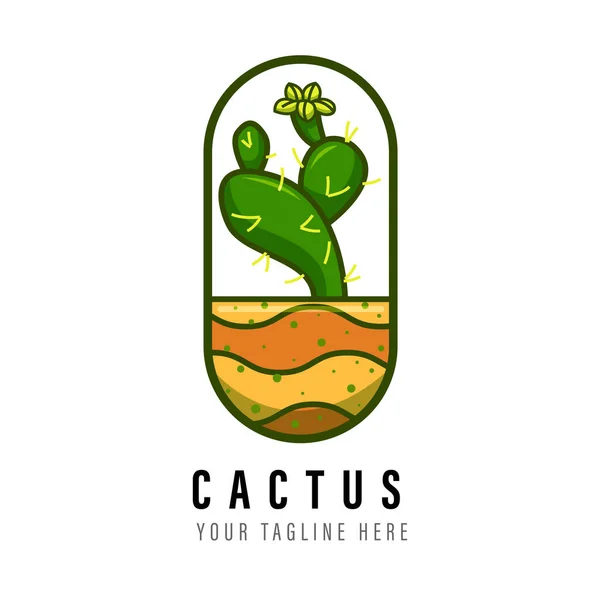 Diseño Del Logo Cactus Vector Estilo Plano Ilustraciones — Vector de stock