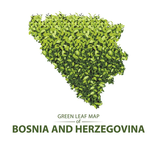 Bosnia Carte Composée Feuilles Vertes Sur Fond Blanc Illustration Vectorielle — Image vectorielle