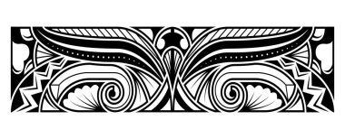 Polinezya dövmeli maori, samoa süslemeli kenar, etik kabile şablonu vektörü.