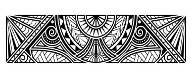 Polinezya dövmeli maori, samoa süslemeli kenar, etik kabile şablonu vektörü.