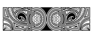 Polinezya dövmeli maori, samoa süslemeli kenar, etik kabile şablonu vektörü.