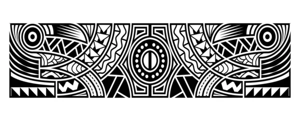 ポリネシアのタトゥーパターンマオリ サモアの装飾国境 倫理部族のテンプレートベクトル — ストックベクタ