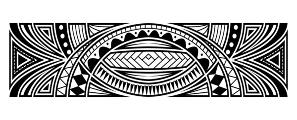 Patrón Tatuaje Polinesio Maori Borde Ornamento Samoa Vector Plantilla Tribal — Vector de stock