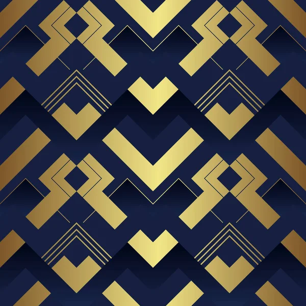 Vector Modern Geometric Tiles Pattern Luxury Dark Blue Gold Shape — Stock Vector