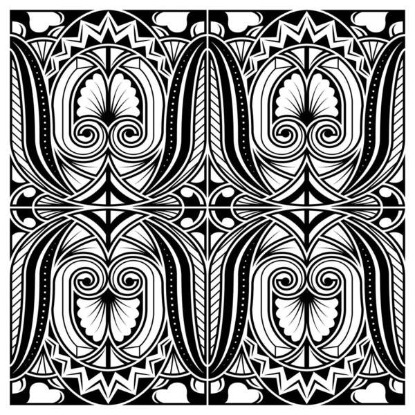 Tatuaje Patrón Tribal Polinesio Vector Línea Maorí Borde Textura Blanco — Archivo Imágenes Vectoriales