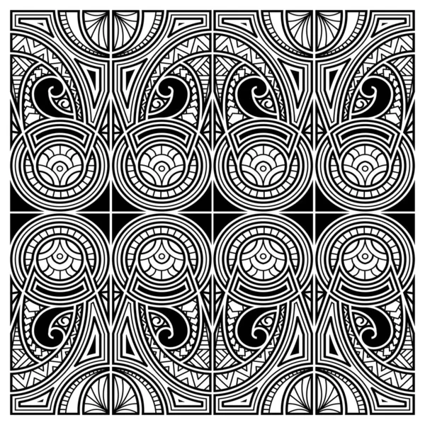 Tatouage Motif Tribal Polynésien Vecteur Ligne Maori Bordure Texture Noire — Image vectorielle