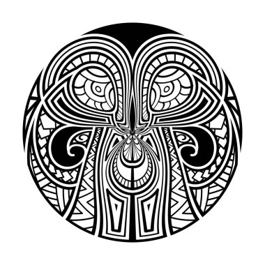 Maori dairesi dövme şekli, kabile dövmesi deseni polinezya mandala vektörü