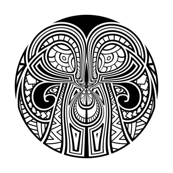 Maori Okrąg Tatuaż Kształt Plemienny Tatuaż Wzór Polinezyjski Wektor Mandali — Wektor stockowy