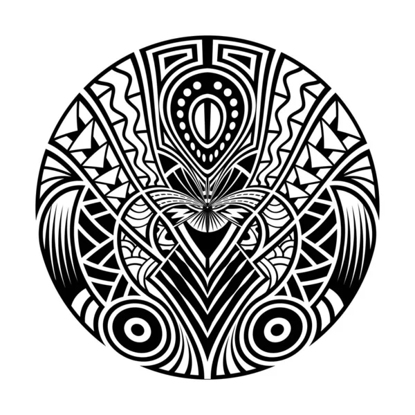 Maori Forme Tatouage Cercle Motif Tatouage Tribal Vecteur Mandala Polynésien — Image vectorielle