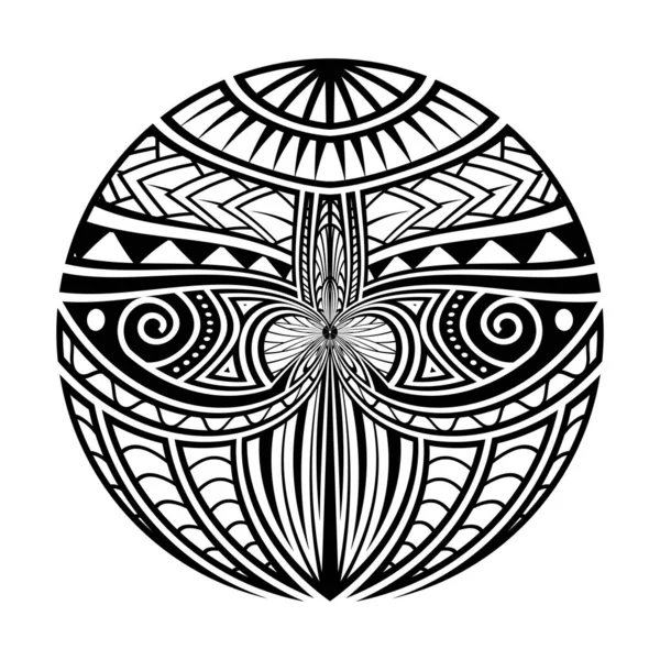 Татуировка Круга Маори Вектор Полинезийской Мандалы — стоковый вектор