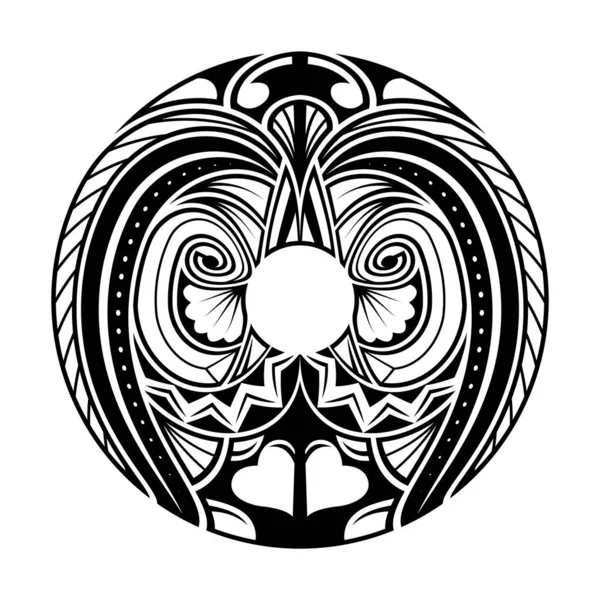 Maori Kreis Tätowierform Tribal Tätowiermuster Polynesischen Mandala Vektor — Stockvektor