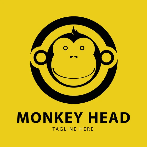 動物の猿のロゴベクトルデザインテンプレート 概要黒線画 — ストックベクタ