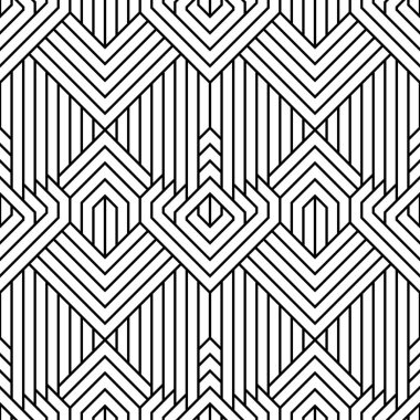 Beyaz zemin üzerinde siyah çizgi deseni olan soyut basit geometrik vektörsüz desen.
