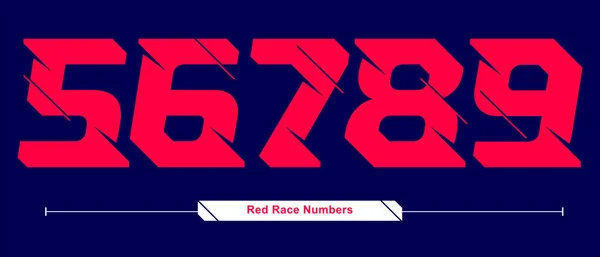 Vector Graphic Numbers Set Abstract Red Race Speed Modern Font — Stock Vector