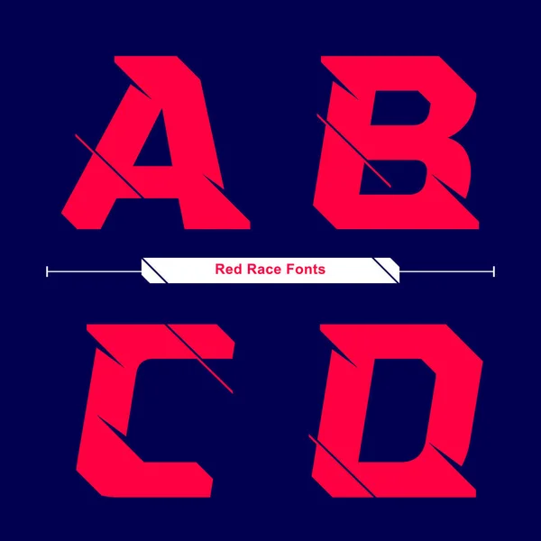 Vector Grafisch Alfabet Een Verzameling Met Abstract Rood Ras Snelheid — Stockvector
