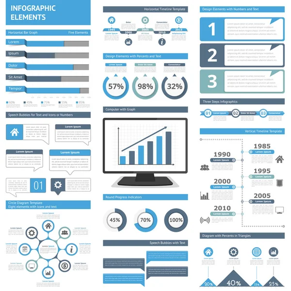 Infografika Elementy Dla Prezentacji Raportów Terminy Wykresy Wykresy Diagramy Schemat — Wektor stockowy