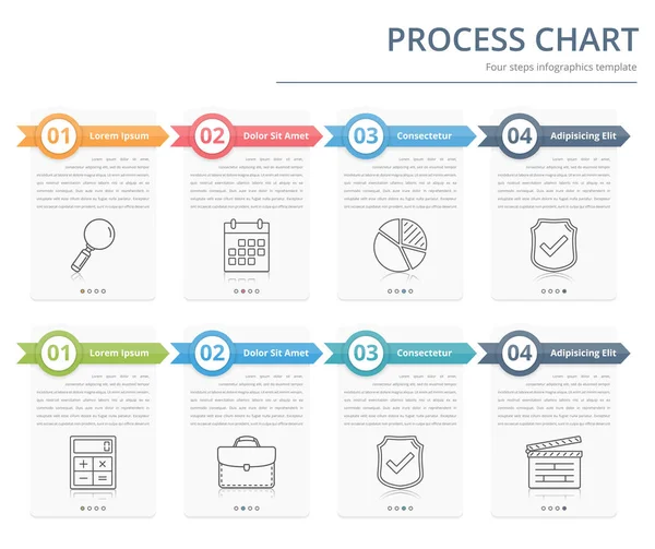 プロセス グラフ フローチャートのテンプレート インフォ グラフィック デザイン手順 オプション ワークフロー ビジネス Infographics — ストックベクタ