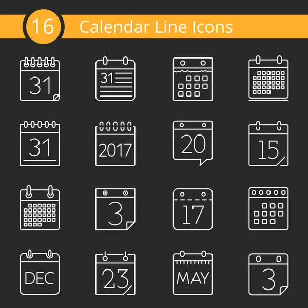 Set Calendar Line Icons Vector Eps10 Illustration — Stock Vector