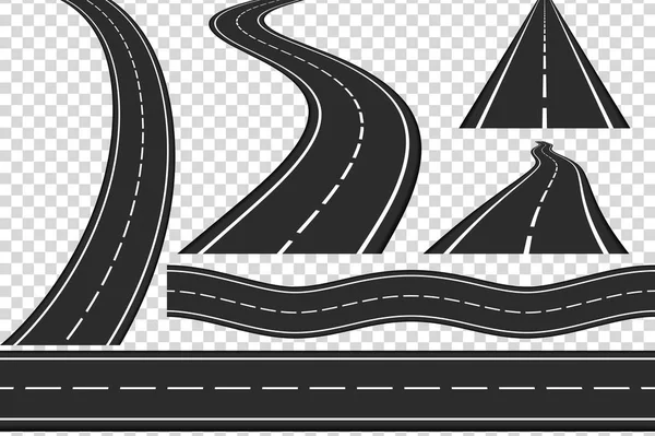 新しいアスファルト道路を垂直方向と水平方向の道路 高速道路 ベクトル Eps10 イラストのセット — ストックベクタ