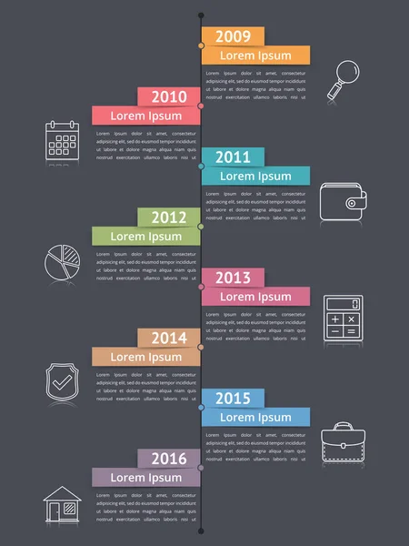 Linha do tempo vertical Infográficos —  Vetores de Stock