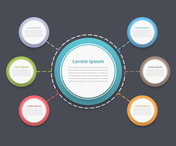 Diagrama del círculo con seis elementos — Vector de stock