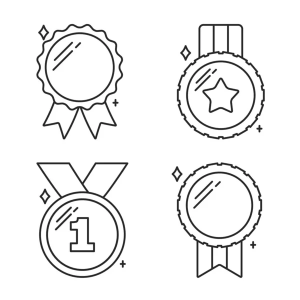 Medals Line Icons Stock Vector