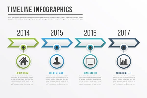 Infografías de línea de tiempo — Vector de stock