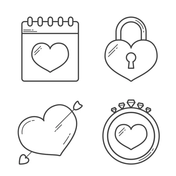 Iconos de línea cardíaca — Vector de stock