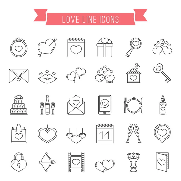 Iconos de línea de amor — Archivo Imágenes Vectoriales