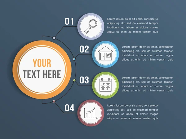 Modèle d'infographie avec quatre options — Image vectorielle