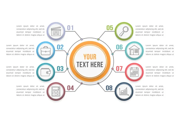 Modèle d'infographie avec huit étapes — Image vectorielle