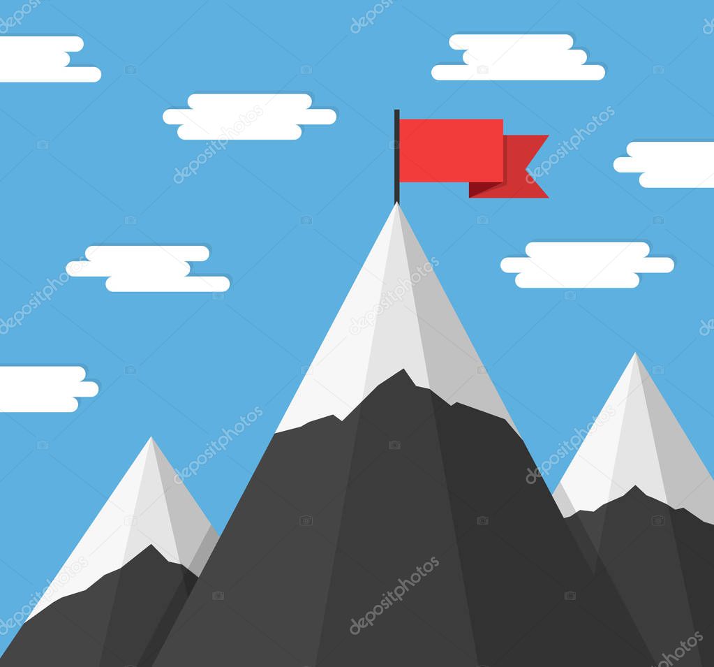 Mountains with Flags
