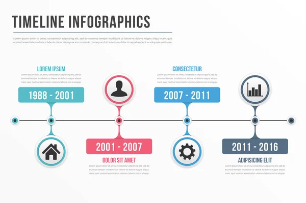 Infografiche sulla linea temporale — Vettoriale Stock