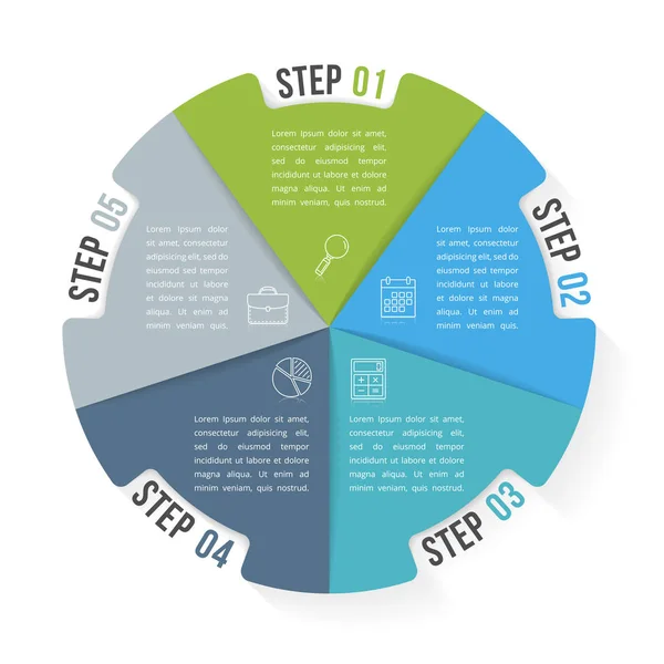 Circle Infographic Template with Five Elements — Stock Vector