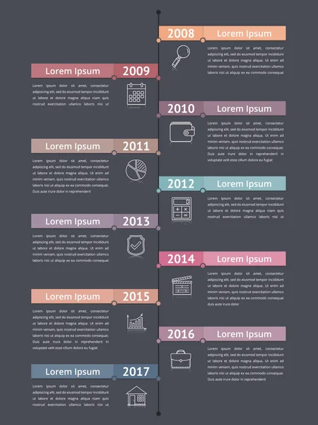 Vertical Timeline Infographics Template Workflow Process Diagram Flowchart Vector Eps10 — Stock Vector