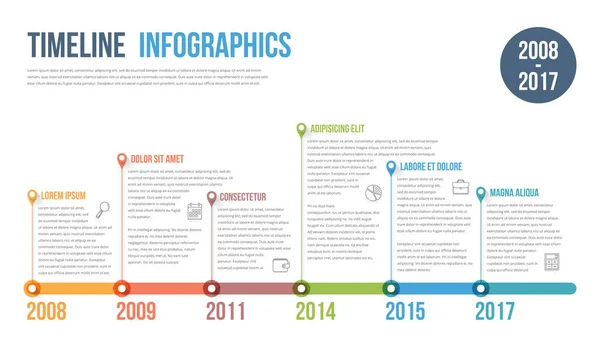 Infografická Šablona Časové Osy Schéma Pracovního Postupu Nebo Procesu Vektorové — Stockový vektor