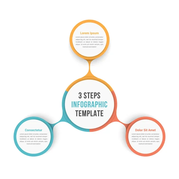 Kreisdiagramm Infografik Vorlage Mit Drei Schritten Oder Optionen Workflow Prozess — Stockvektor