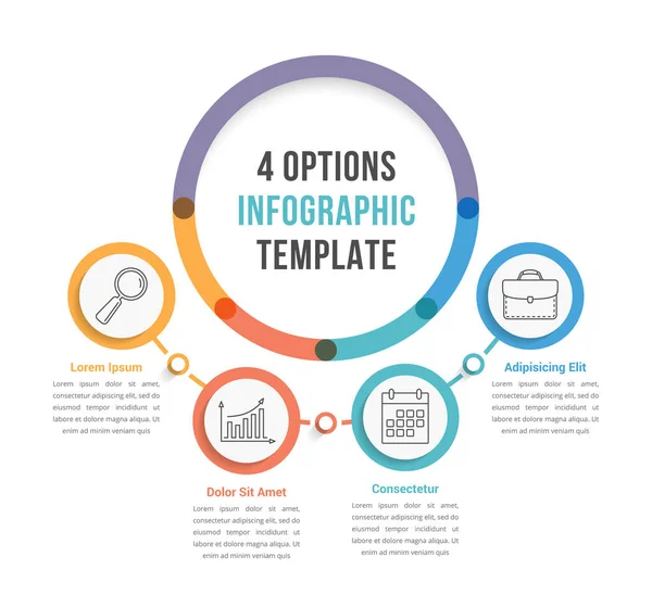 Plantilla Infográfica Con Cuatro Pasos Opciones Flujo Trabajo Diagrama Proceso — Archivo Imágenes Vectoriales