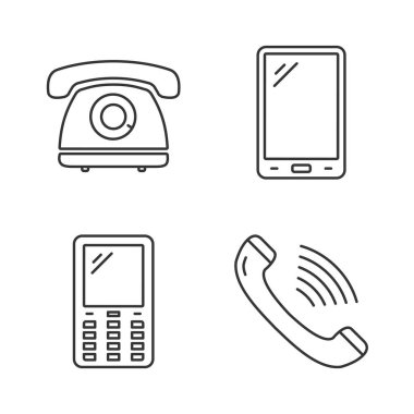 4 farklı telefon hattı simgesi, vektör eps10 illüstrasyonu
