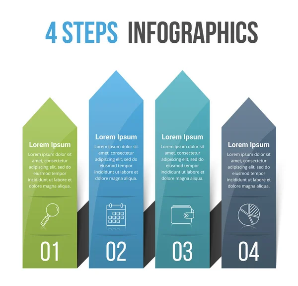 Infographic Template Four Arrows Can Used Steps Options Workflow Process — Stock Vector