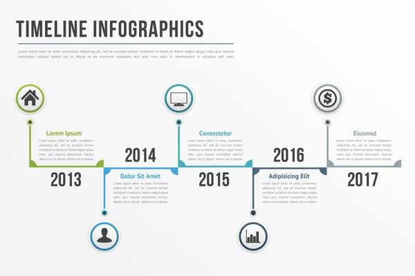 Timeline Infographics Template Workflow Process Infographics Vector Eps10 Illustration — Stock Vector