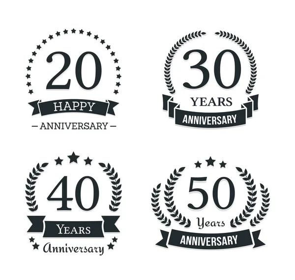 Diversi Modelli Logo Anniversario Emblemi Anniversario Illustrazione Vettoriale Eps10 — Vettoriale Stock